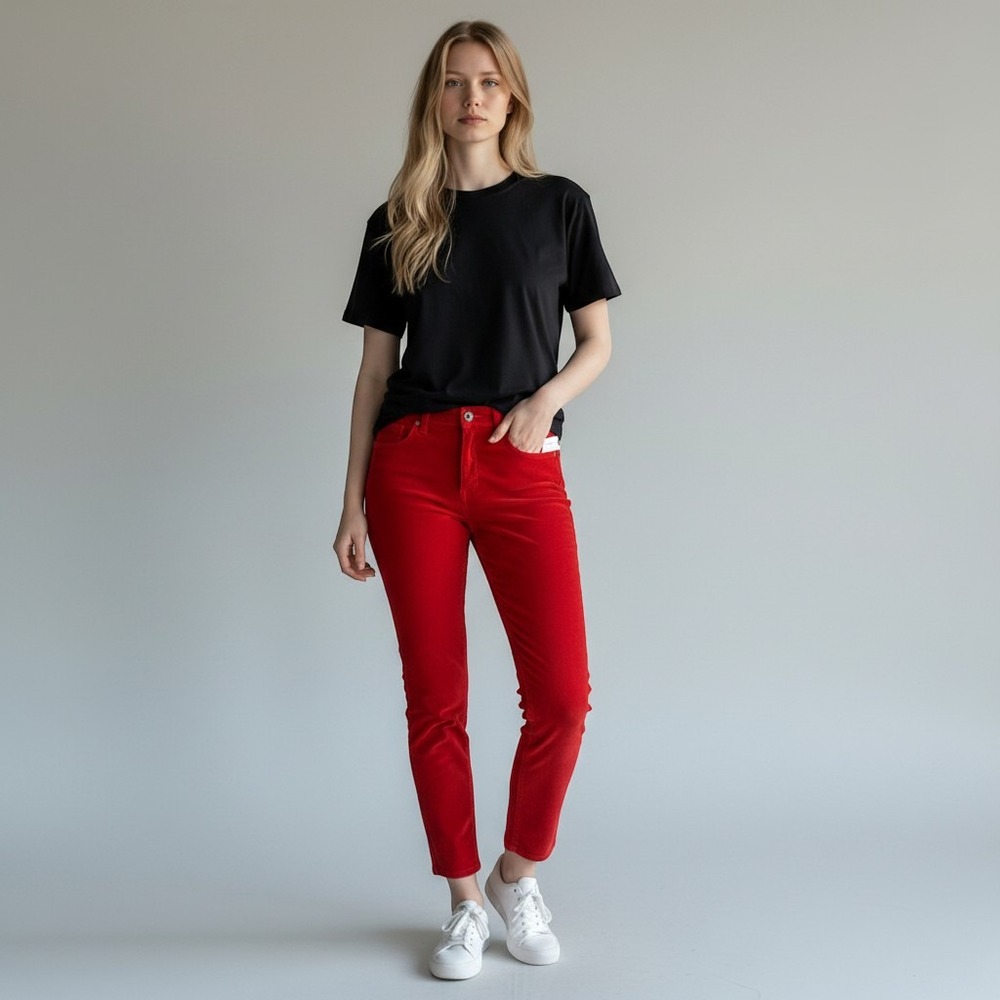 Anthropologie High-Rise Skinny Corduroy Pants Red Size 31 NWT